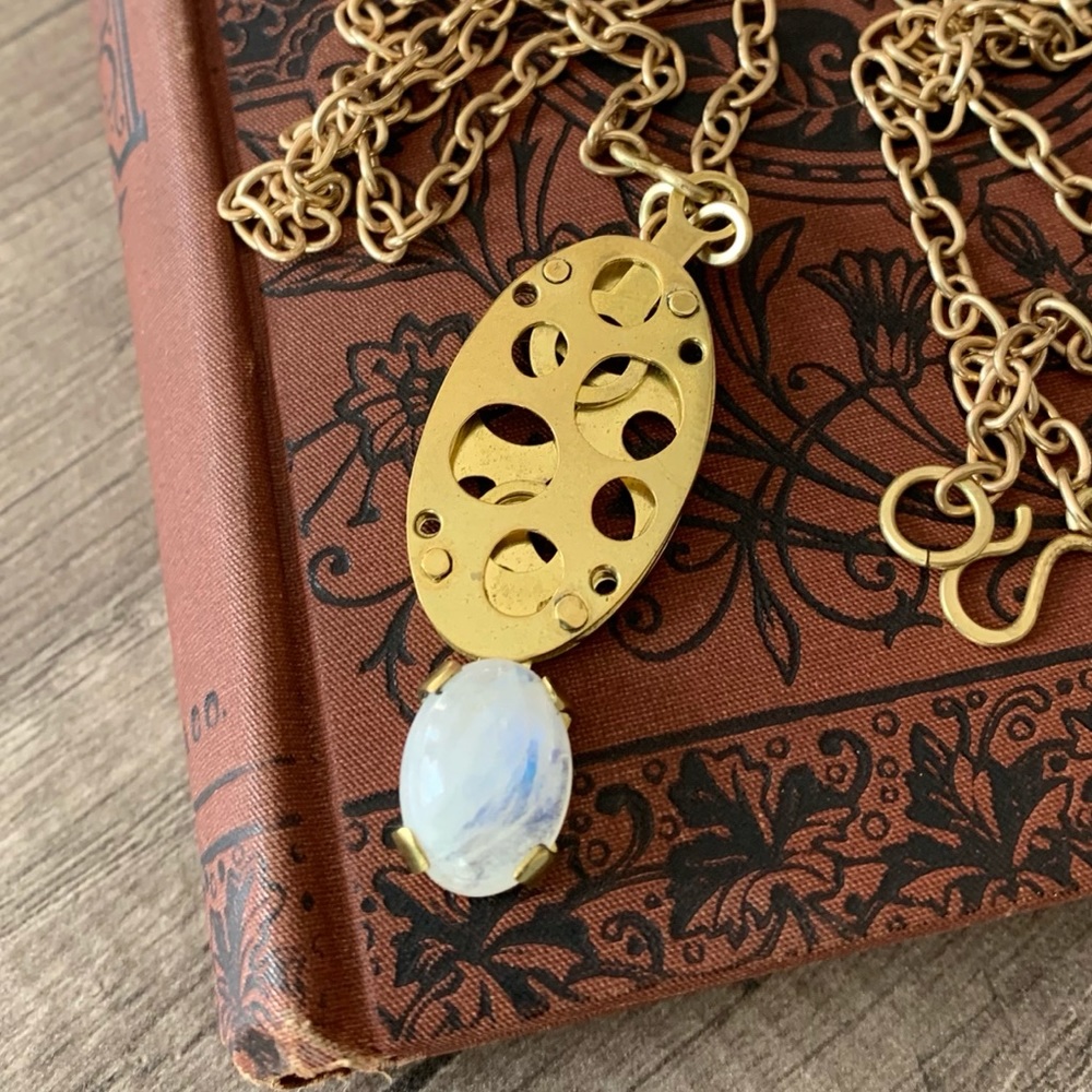 Handmade industrial Necklace with moonstone